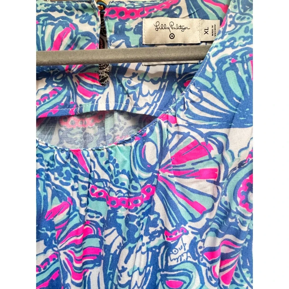 Lilly Pulitzer for Target Girls XL Maxi Dress Sea a Sunrise Blue Pink Floral NWT